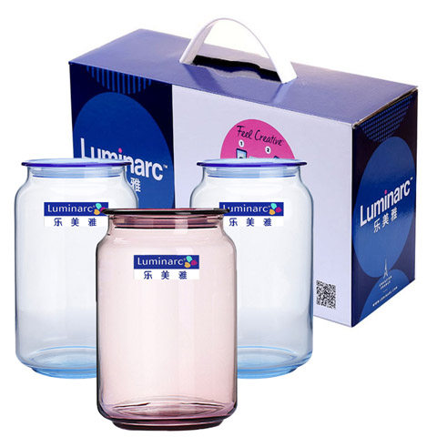 Le Meiya colored glass bottle sealed jar set 3-piece storage jar honey lemon bubble wine bottle storage bottle