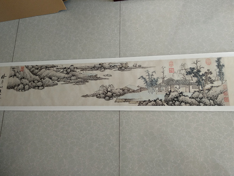 Ming four Shen Zhouqing garden map landscape banner authentic copy painting original large high-definition antique painting decoration copy manuscript