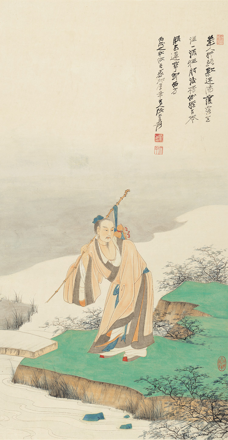 High-definition micro-spray reproduction prints Zhang Daqian Chinese painting characters upright and embelred by drawings to admire antique calligraphy and paintings