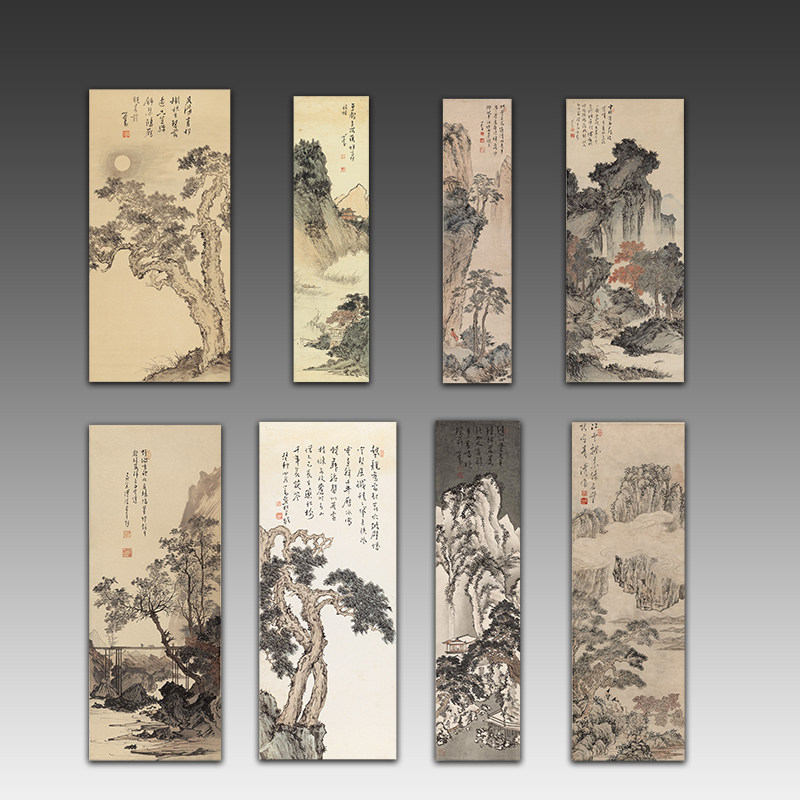 Fu Confucianism Painted Landscapes Canvas Strips True copy paintings Imitation Ancient Painting Xuan Paper Painting Art Micro Spray Prints of Genguan Decoration Painting