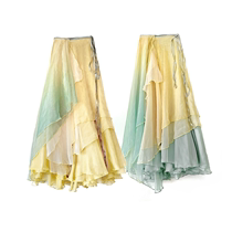 Fifteen Dreams (Late Spring) 2-piece gauze skirt set layered with strappy overskirt large hem skirt irregular design