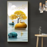 Живопись в конце вертикальной версии коридора, современный легкий роскошный вход настраивается, большая картина в гостиной размером с гостиной