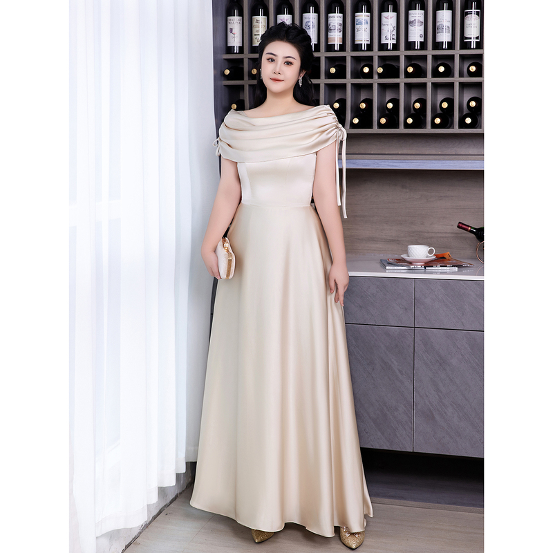 Champagne-Colored Satin Bridesmaid Dress, Sister Group Bridesmaid Dress, Plus Size Fat mm 100kg Bridesmaid Dress Champagne-Colored Satin Bridesmaid Dress, Sister Group Bridesmaid Dress, Plus Size Fat mm 100kg Bridesmaid Dress