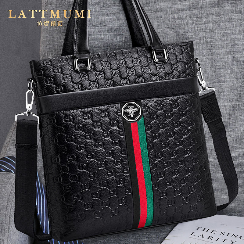 New leather shoulder messenger bag men's 2021 fashion trend top layer cowhide vertical business casual handbag trend