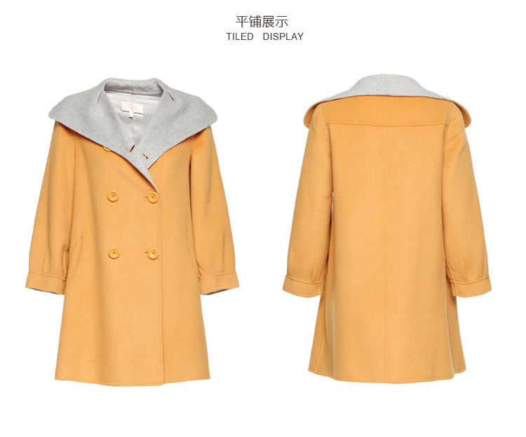 Phụ nữ áo khoác len DUNNU Dunnu Phần ngực dài phần lớn áo choàng màu lông hit DF5-D2148 - Accentuated eo áo áo dạ nữ hàn quốc