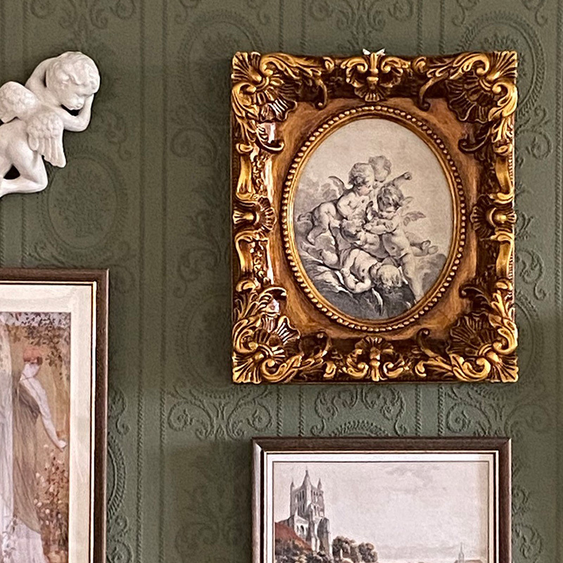 European-Style Golden Retro Oval Small-Sized Picture Frame Wall-Mounted Photo Frame 7inch 10inch Picture Frame Curtain Decoration Hanging Frame European-Style Golden Retro Oval Small-Sized Picture Frame Wall-Mounted Photo Frame 7inch 10inch Picture Frame Curtain Decoration Hanging Frame