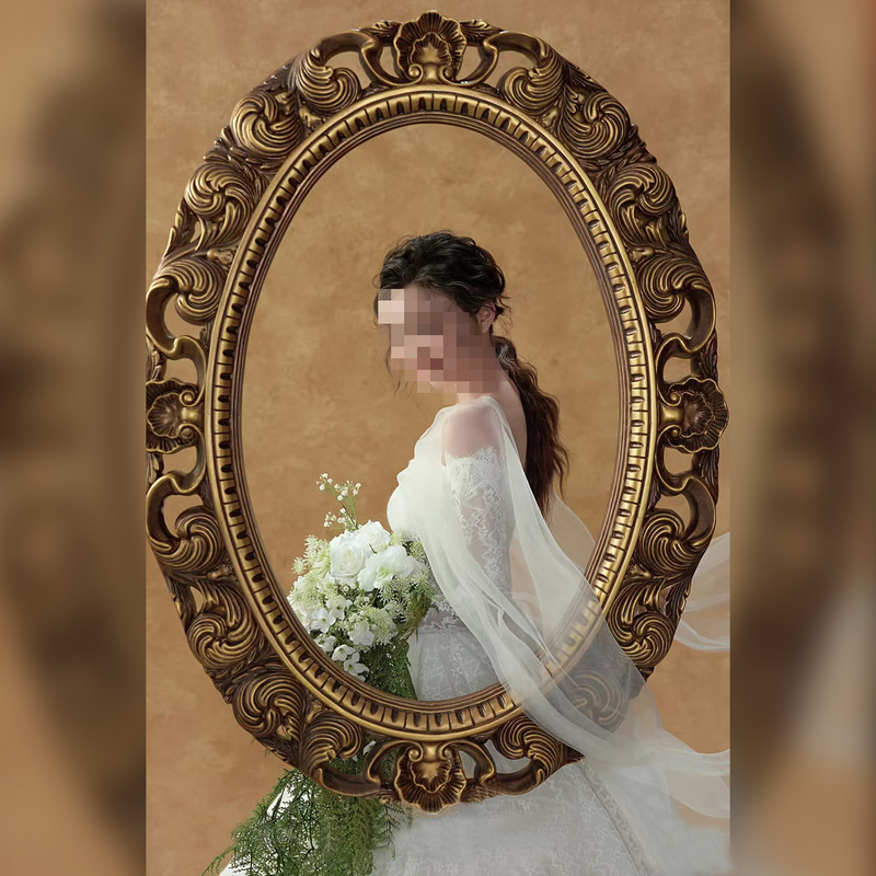 European Retro Oval Oil Painting Frame Photo Frame Photography Props Picture Frame Wedding Decoration Frame