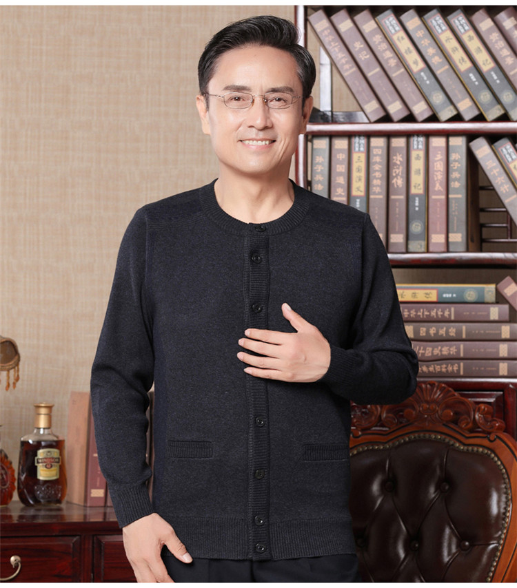 Áo khoác nam trung niên mùa thu và mùa đông áo len dày - Áo len áo khoác nam 2021