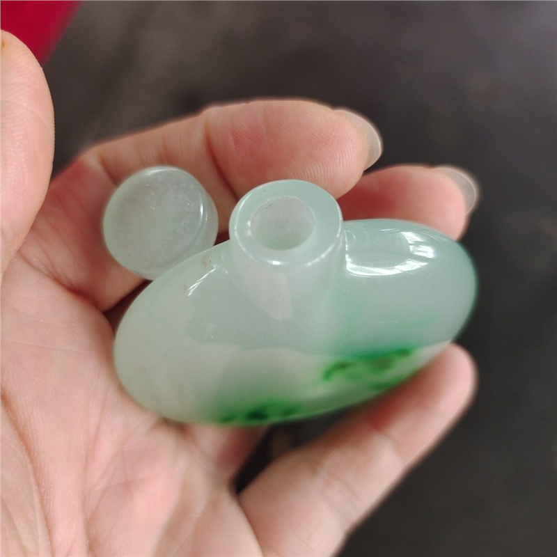 翡翠绿色鼻烟壶古玩玉器收藏白冰飘花老玉鼻烟壶礼品摆件玉石评价- 淘宝网