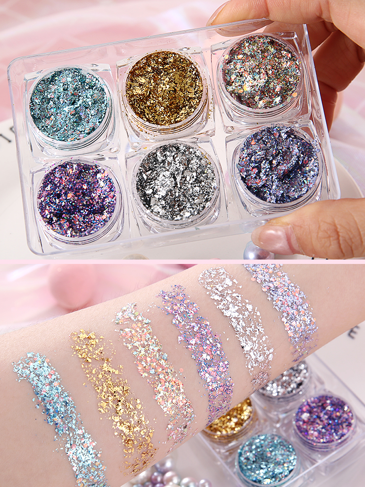 Sequin Gel Net Red Eyeshadow Eye Makeup Face Stickers Glitter Glitter Powder Free Glue Stage Makeup Hanfu Bride Fairy Sticker