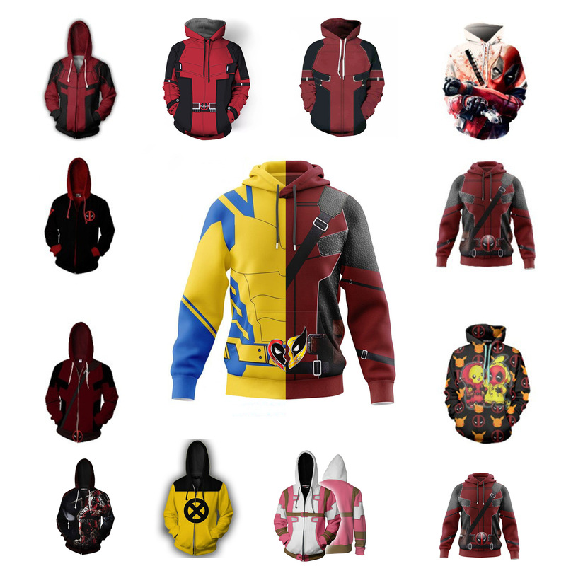 New Marvel Heroes Deadpool 3 and Wolverine Cosplay Merchandise Hooded Sweatshirt Printed Zipper Loose Hoodie