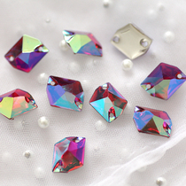 Red AB shaped diamond-shaped 16X20mm hand sewing drill Xiuhe clothing accessories wedding color rhinestones sequins