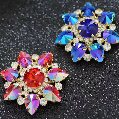 Red blue flower type rhinestone diamond buckle dress neckline decoration shoes flower bag DIY accessories headscarf decoration