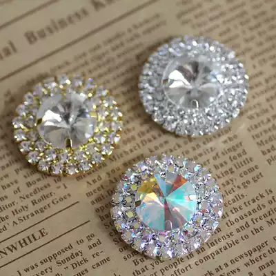 Round white color super shiny diamond buckle belt hole shoe suit decoration bag accessories neckline decoration drill big button