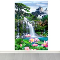 Vertical version of the entrance to the door flowing water to make money landscape and wonderland on earth self-adhesive paper mural dark hall wall sticker landscape wall painting