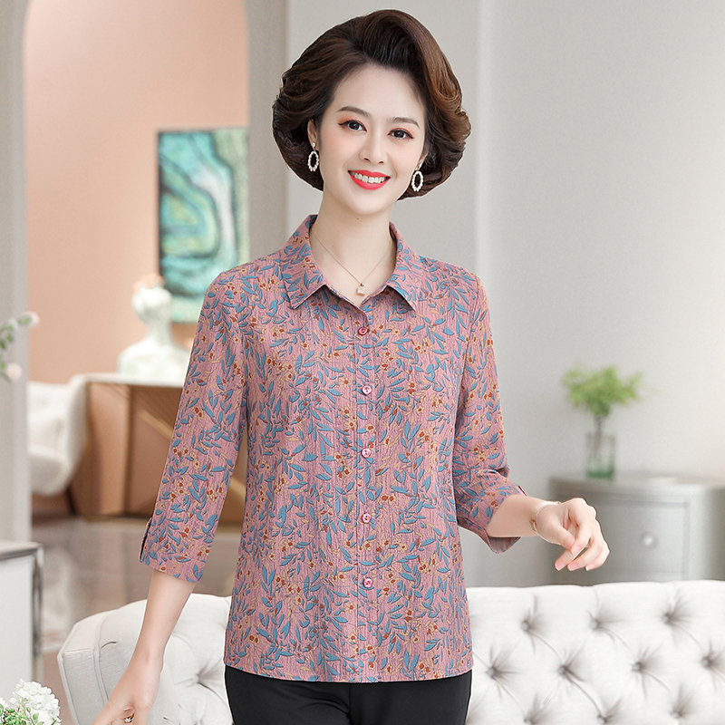 Middle-Aged and Elderly Women's Shirts, 50-60 Year Old Women's Three-Quarter Sleeve Tops, Grandma-Style Shirts, Stylish and Loose-Fitting Women's Blouses Middle-Aged and Elderly Women's Shirts, 50-60 Year Old Women's Three-Quarter Sleeve Tops, Grandma-Style Shirts, Stylish and Loose-Fitting Women's Blouses