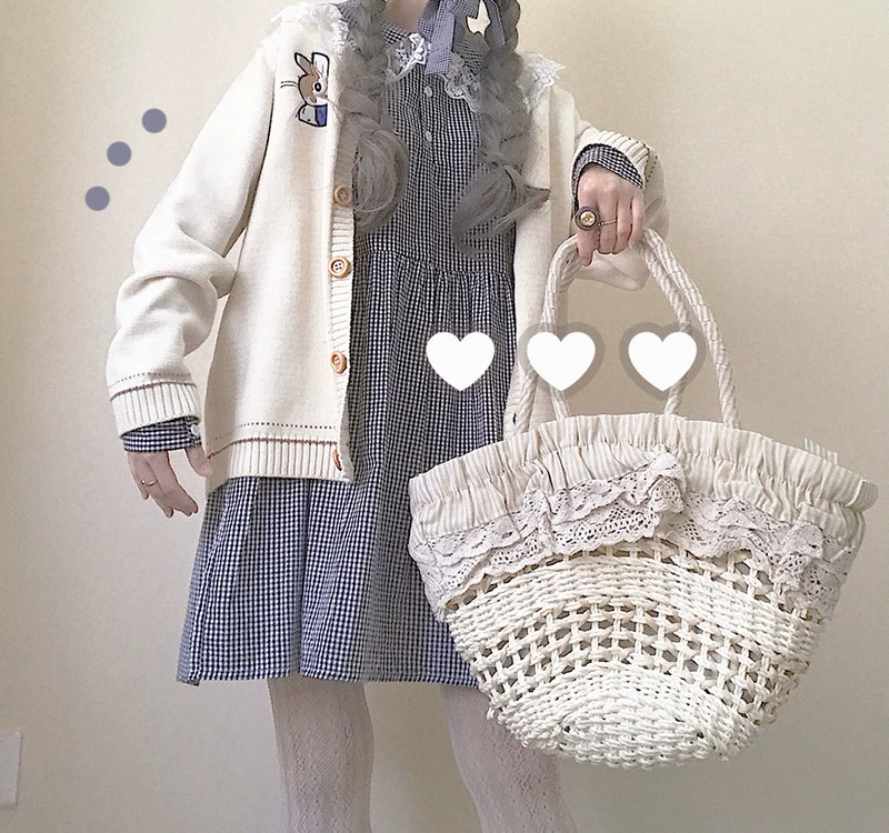 Bunny tự làm Dễ thương Lười gió mùa xuân Cô gái đan áo len bên ngoài điều hòa áo sơ mi Cô gái mềm mặc