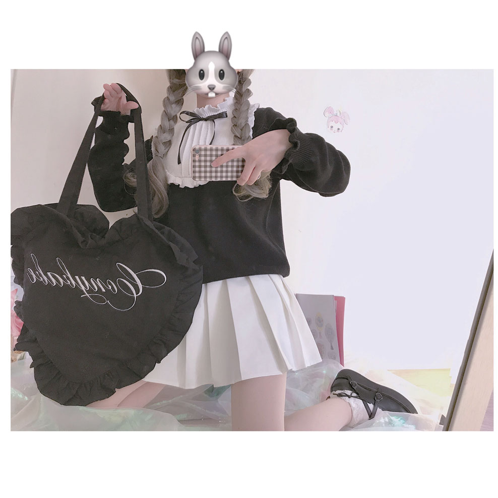Homemade Little Maid Tạp chí Nhật Bản Sweet Girl Soft Girl Wind Ruffled Ear Ears Áo thun áo nữ trung niên