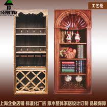 Vintage wine cabinet Full solid wood Chinese dining side cabinet Living room display cabinet Modern simple locker wall-mounted whole house