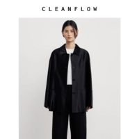 CLEANFLOW Черный весенний пиджак классического кроя, длина миди