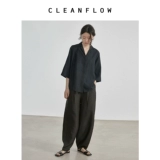 CLEANFLOW | Черно-темно-синяя черепаховая рубашка из шелкового газа с кубинским воротником и ароматным облаком, шелковая рубашка ранней весны для женщин высокого класса
