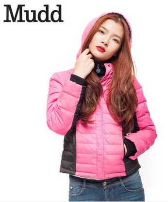 Оригинальная женская демисезонная повседневная спортивная теплая куртка-пуховик Mudd с капюшоном, облегающая, толстая, на меху