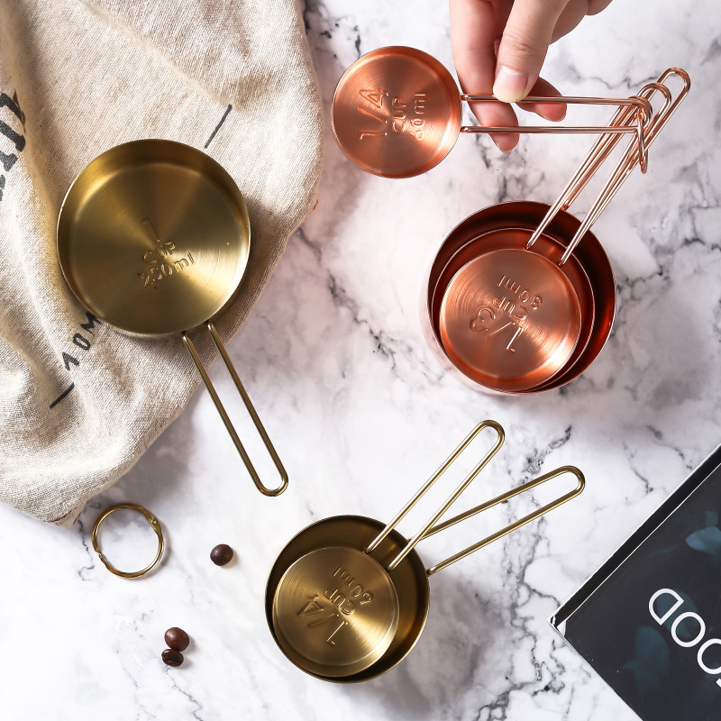 Stainless steel measuring spoon long handle coffee rice flour measuring cup home baking with scale ml volume spoon composition suit