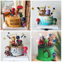 q version of Avengers League cake decorations swing piece USA Captain Steel Spider-Man Birthday Baking Plugin