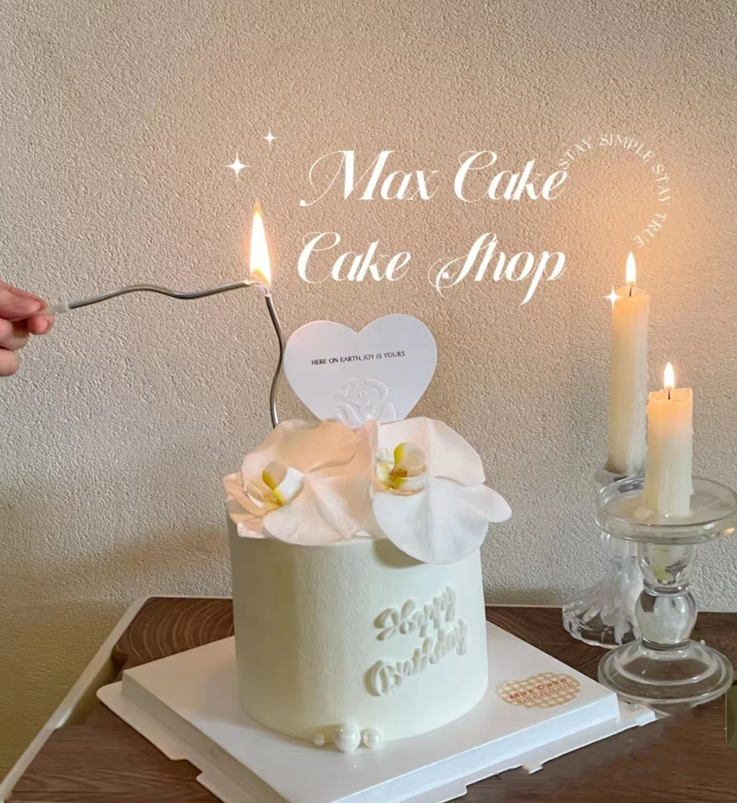 Little Red Book Same Korean Goddess Birthday Flower Cake Decorated English Blessed Accessories Silk Butterfly Orchid Cake