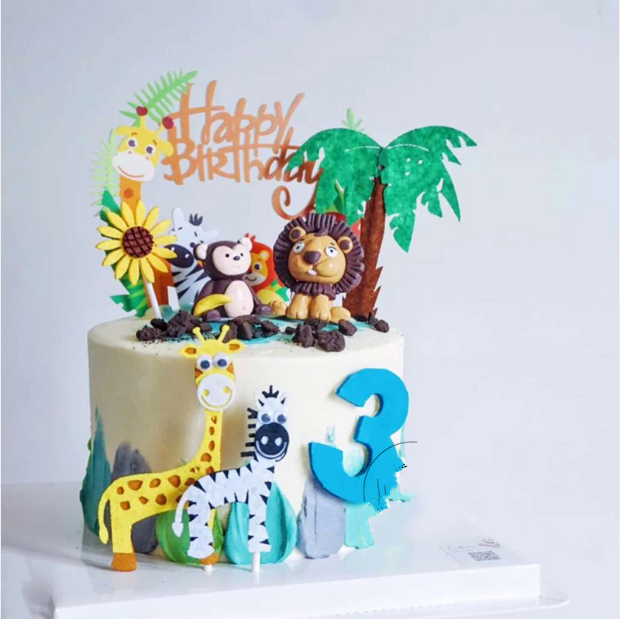 Baking cake decoration of felt felt tree interpretation plug-in forest tree small animal party doll