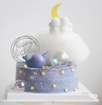 Red stars dreamy blue unicorn little whale birthday cake swing cartoon cute unicorn
