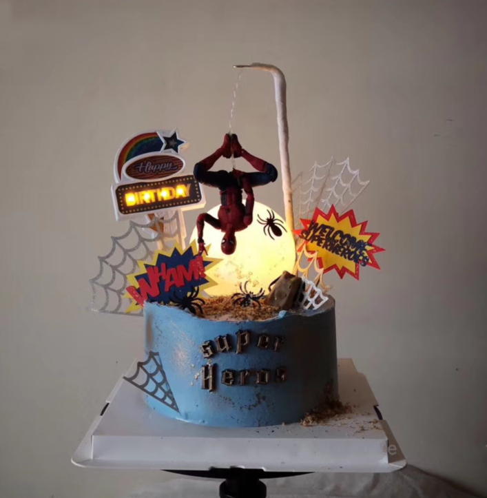 Cartoon Children Birthday Cake Decoration Pendulum superb Spider-Man swing piece doll doll puppets model swing piece-Taobao