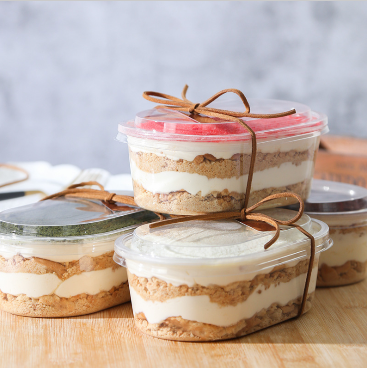 Net red ins Wind 500ml upscale thickened Transparent Thousands Layer Cake Box Fairy Grass Fruit Scoop-up Milk Box Full Bowl 