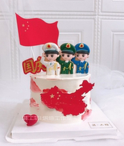National Day Jianjun Military Festival Cake Decoration Soldiers Brother Soft Tao Pendulum Pieces Marine Land Air Servicemen Swing Piece National Flag Cake Plugin