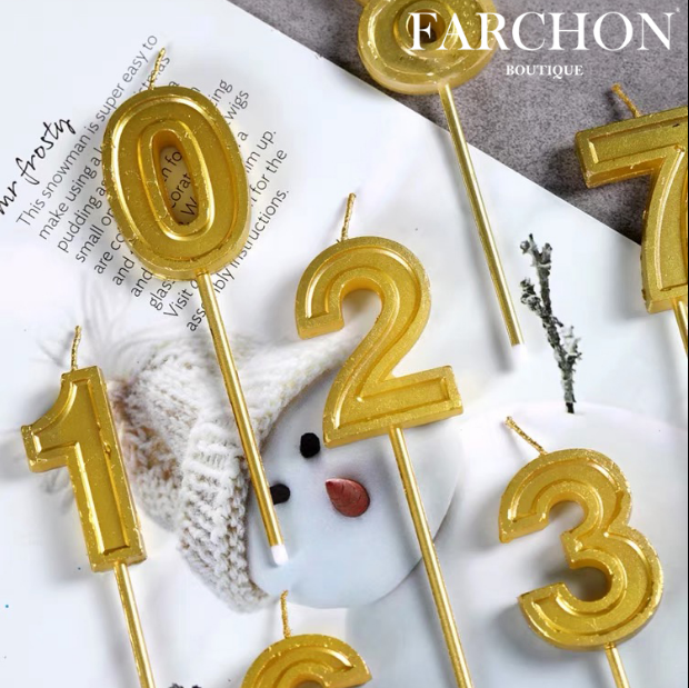 Golden Digital Candle Mid Number Birthday Candle Birthday full moon Children's birthday party cake Decorative Pendulum plug-in-Taobao