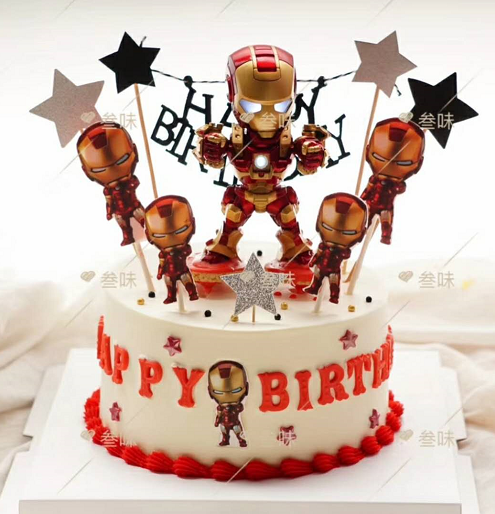 Cake Decoration Swing Piece Genuine 3Q version of voice-controlled luminous Iron Man cake swing piece handmade paparazzi-Taobao