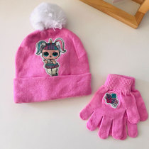 Foreign trade original order surprise doll girls winter warm woolen knitted hat finger gloves two-piece set