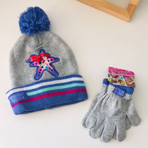 Foreign trade original order girls winter warm woolen knitted hat five-finger split finger gloves set