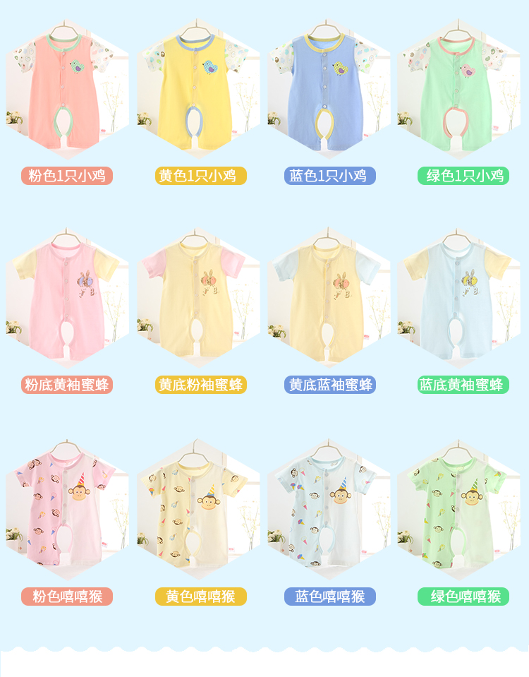 Bộ đồ ngủ bé gái cotton tay ngắn phần mỏng 1-3 tuổi Quần áo bé trai 6-12 tháng hè cho bé quần áo trẻ em hàn quốc
