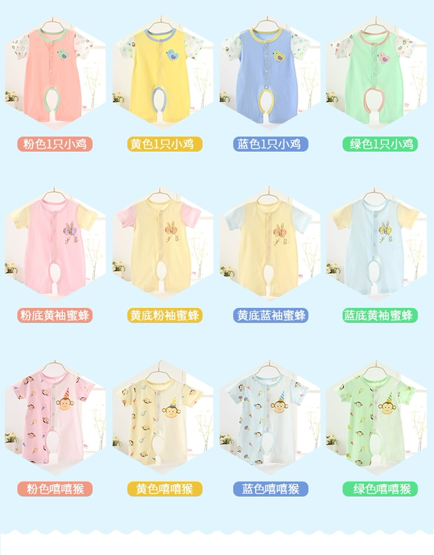 Bộ đồ ngủ bé gái cotton tay ngắn phần mỏng 1-3 tuổi Quần áo bé trai 6-12 tháng hè cho bé quần áo cho bé