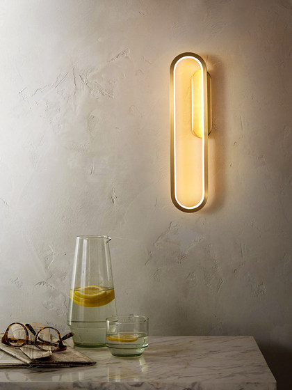 Modern Light Luxury All-Copper Wall Lamp for Bedroom and Living Room, Designer Minimalist Creative Hotel Corridor Long Strip Background Wall Lamp