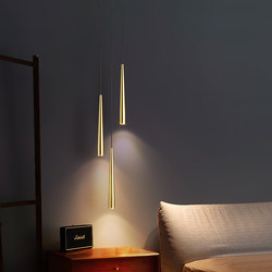 All-Copper Light Luxury Bedroom Bedside Pendant Lamp Nordic Long-Line Ambient Light Single-Head Designer Background Wall Bar Table Lamp