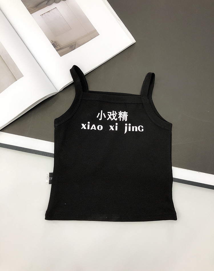 L mẹ cô gái sling vest đầu trẻ em bông mùa hè váy không khí bé không tay T-shirt bên ngoài mặc sling nhỏ.