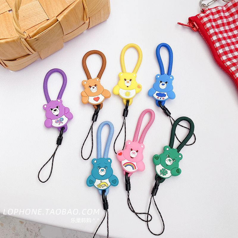 Japan-ROK cute cartoon mobile phone hanging rope small hand rope short nylon ring buckle pendant universal anti-fall hanging decoration for men and women