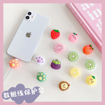 Apply Apple data line protector ear machine line protective sleeve anti-snapping cute cat paw fruit personality creative woman