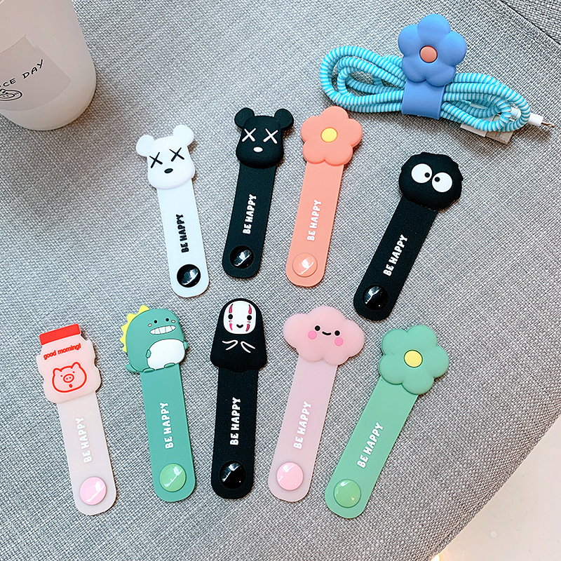 Cute Cartoon Line Instrumental Apple Android Data Line Ear Machine Line Hub Metal Button to contain winding wire machine