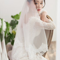 New retro water soluble lace lace bride wedding veil short soft veil headdress