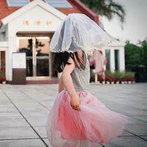 New single-layer June 1 childrens Princess table performance Party birthday Party veil headdress short travel photo head yarn