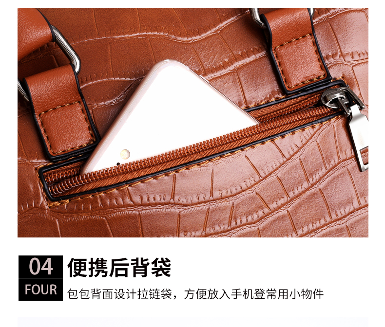 2021 New Pu Mother-and-child Bag Four-piece Suit Embossed Crocodile Pattern Solid Color Single Shoulder Handbag display picture 15