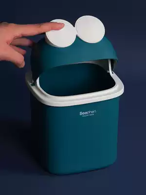 Desktop trash can plastic clamshell mini desk students learn to clean cute small paper basket cartoon trash can